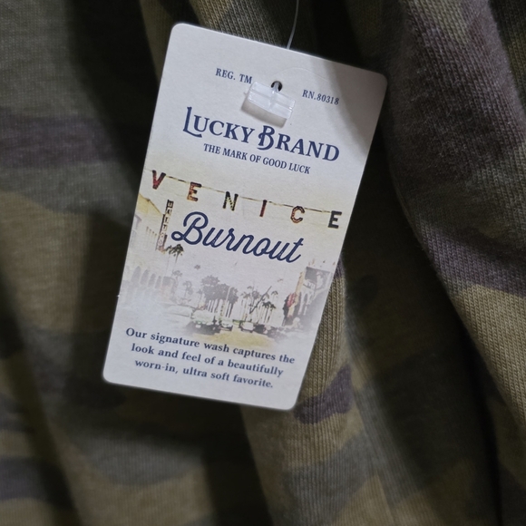 Lucky Brand Men's Camo Long Sleeve Tee Venice Burnout Size Large - Picture 3 of 5